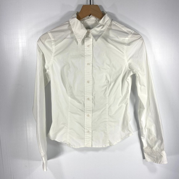 Sunday Best Aritzia White Crisp Long Sleeve Collared Button Up Shirt Women Small - Picture 1 of 7